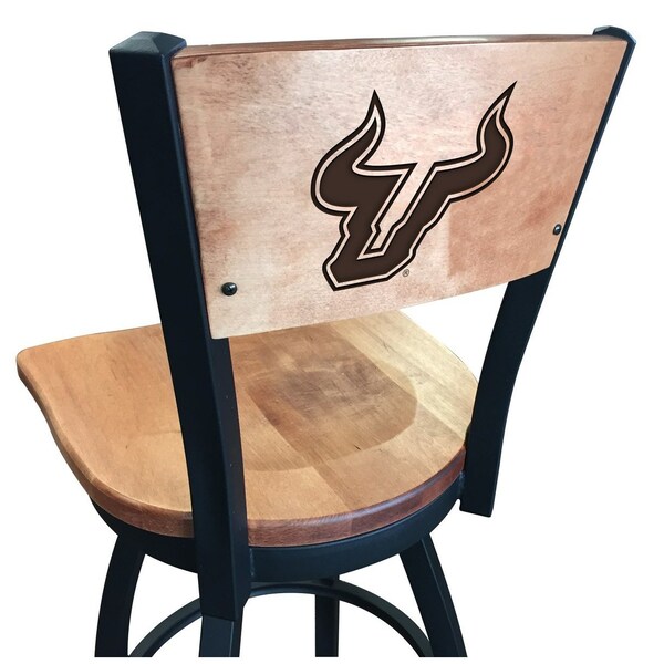 Holland Bar Stool Co 25" Blk Wrinkle South Florida Swivel Bar Stool, Laser Engraved Back - L03825BWMEDMPLASOUFLAMEDMPL