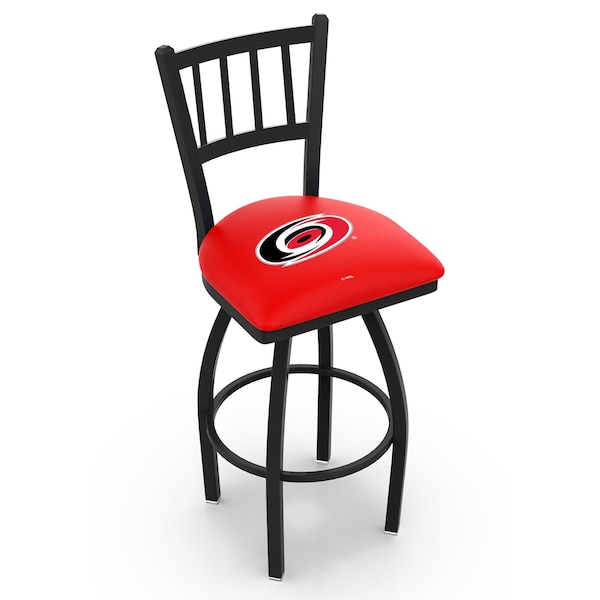 Holland Bar Stool Co 25" Blk Wrinkle Carolina Hurricanes Swivel Bar Stool, Jailhouse Back - L01825CARHUR