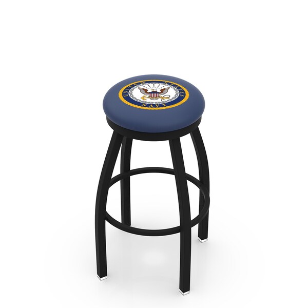 Holland Bar Stool Co 30" Blk Wrinkle U.S. Navy Swivel Bar Stool, Accent Ring - L8B2B30NAVY