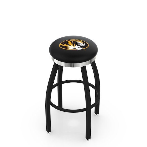 Holland Bar Stool Co 30" Blk Wrinkle Missouri Swivel Bar Stool, Chrome Ring - L8B2C30MIZZOU