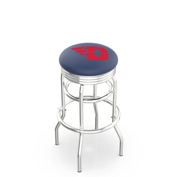 Holland Bar Stool Co 30" Chrome 2-Ring University of Dayton Swivel Bar Stool, Accent Ring - L7C3C30DYTNUN