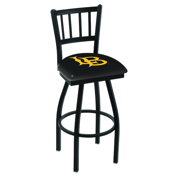 Holland Bar Stool Co 30" Blk Wrnkl Long Beach State Univ Swivel Bar Stool, Jailhouse Back - L01830LBSTUN