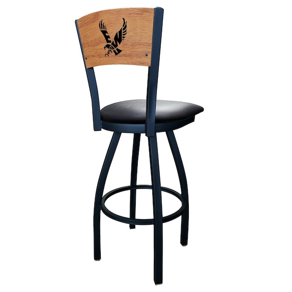 Holland Bar Stool Co 25" Blk Wrinkle Eastern Washington Swivel Bar Stool, Engraved Back - L03825BWMEDMPLAEASTWABLKVINYL