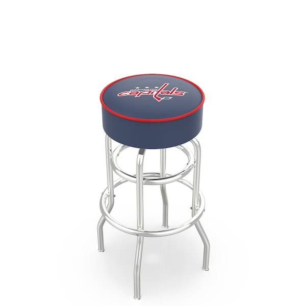 Holland Bar Stool Co 30" Washington Capitals Cushion Seat, 2-Ring Chrome Swivel Bar Stool - L7C130WSHCAP