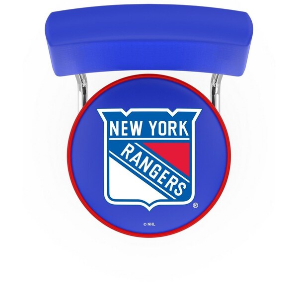 Holland Bar Stool Co 30" Chrome 2-Ring New York Rangers Swivel Bar Stool, Back - L7C430NYRANG