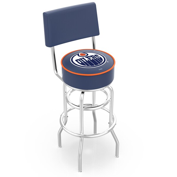 Holland Bar Stool Co 30" Chrome 2-Ring Edmonton Oilers Swivel Bar Stool, Back - L7C430EDMOIL