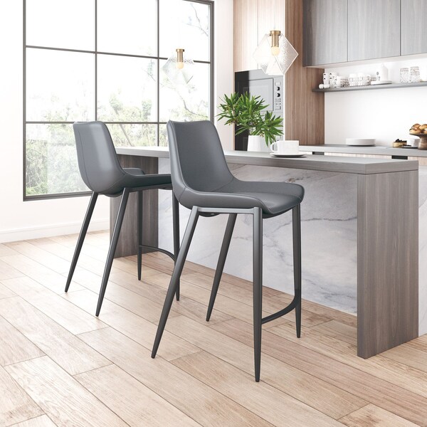 Zuo Modern Magnus Barstool Set Of 2 Dark Gray & Black - 109391