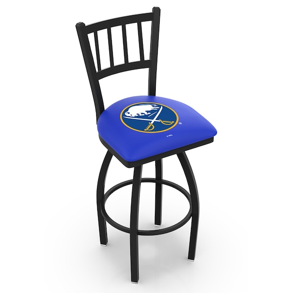Holland Bar Stool Co 30" Blk Wrinkle Buffalo Sabres Swivel Bar Stool, Jailhouse Back - L01830BUFSAB