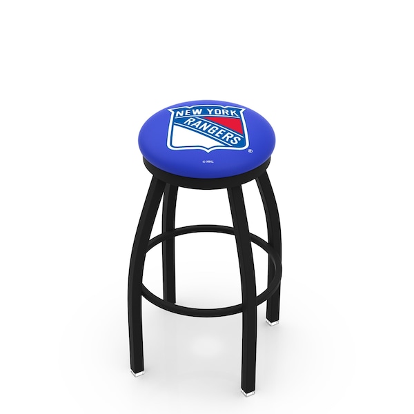 Holland Bar Stool Co 30" Blk Wrinkle New York Rangers Swivel Bar Stool, Accent Ring - L8B2B30NYRANG