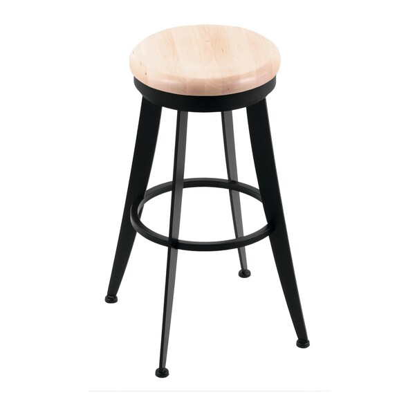 Holland Bar Stool Co Laser 30" Swivel Bar Stool, Black Wrinkle, Natural Maple Seat - 90030BWNATMPL