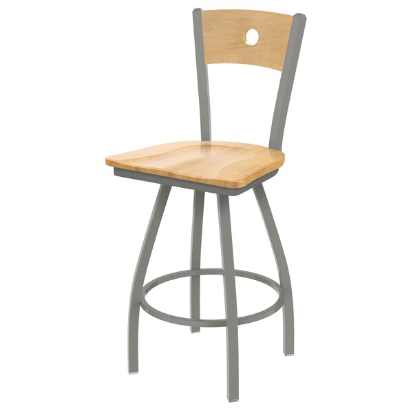 Holland Bar Stool Co 30" Swivel Counter Stool, SS Finish, Nat Back, Nat Maple Seat - 83036ANNATMPLBNATMPL