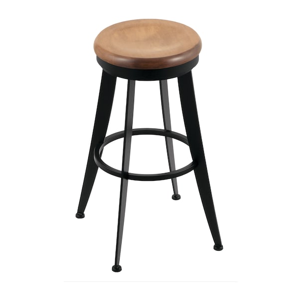 Holland Bar Stool Co Laser 30" Swivel Bar Stool, Black Wrinkle, Med Maple Seat - 90030BWMEDMPL