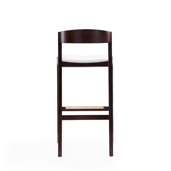 Manhattan Comfort Klismos Barstool in Ivory and Dark Walnut (Set of 3) - 3-BS014-IV