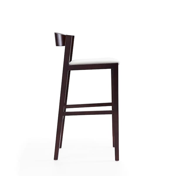 Manhattan Comfort Klismos Barstool in Ivory and Dark Walnut (Set of 3) - 3-BS014-IV