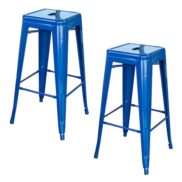 Amerihome Loft Blue 30 in. Metal Bar Stool, PK2 - BS030BL2PK