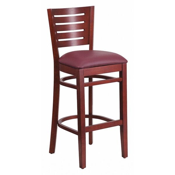 Flash Furniture Barstool, Slat Back, Mah Wood, Burg Vinyl - XU-DG-W0108BBAR-MAH-BURV-GG