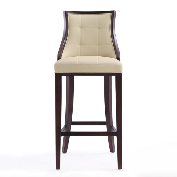 Manhattan Comfort Fifth Avenue Bar Stool in Cream and Walnut (Set of 2) - 2-BS007-CR
