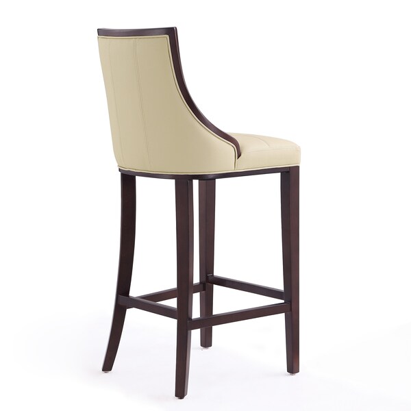 Manhattan Comfort Fifth Avenue Bar Stool in Cream and Walnut (Set of 2) - 2-BS007-CR