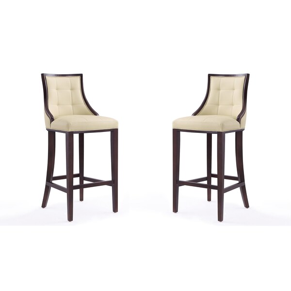 Manhattan Comfort Fifth Avenue Bar Stool in Cream and Walnut (Set of 2) - 2-BS007-CR