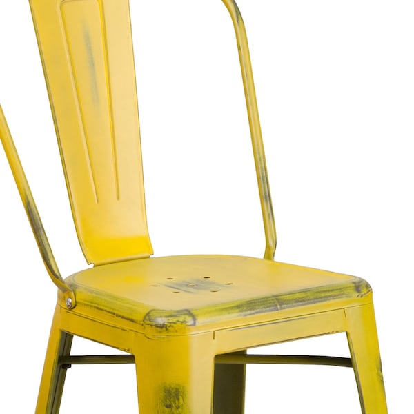 Flash Furniture Distressed Yellow Metal Stool, PK4 - 4-ET-3534-24-YL-GG