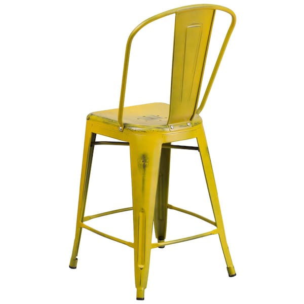 Flash Furniture Distressed Yellow Metal Stool, PK4 - 4-ET-3534-24-YL-GG