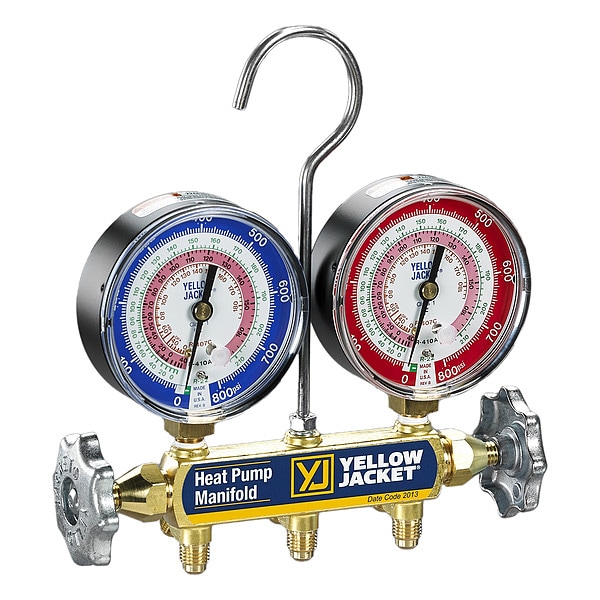 Yellow Jacket Manifold Gauge Set, 3 1/8 in Gauge - 42041