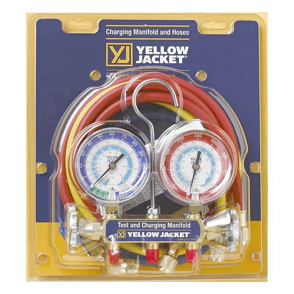 Yellow Jacket Manifold Gauge Set, 5 ft L, 3 1/8 in Gauge - 42205