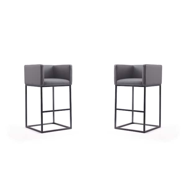 Manhattan Comfort Embassy Barstool in Grey and Black (Set of 2) - 2-BS018-GY