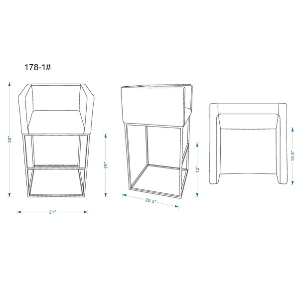 Manhattan Comfort Embassy Barstool in Grey and Black (Set of 2) - 2-BS018-GY