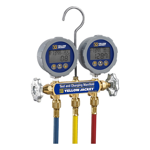 Yellow Jacket Manifold Gauge Set, 5 ft L, 3 1/8 in Gauge - 46062