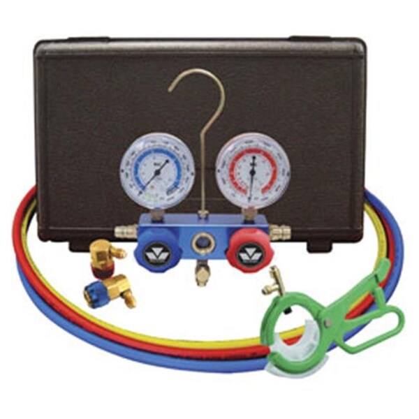 Mastercool Mastercool 89660-PRO5 Professional R134A Manifold Gauge Set With Free 3-In-1Side Mount Can Tap Valve - MSC-89660-PRO5