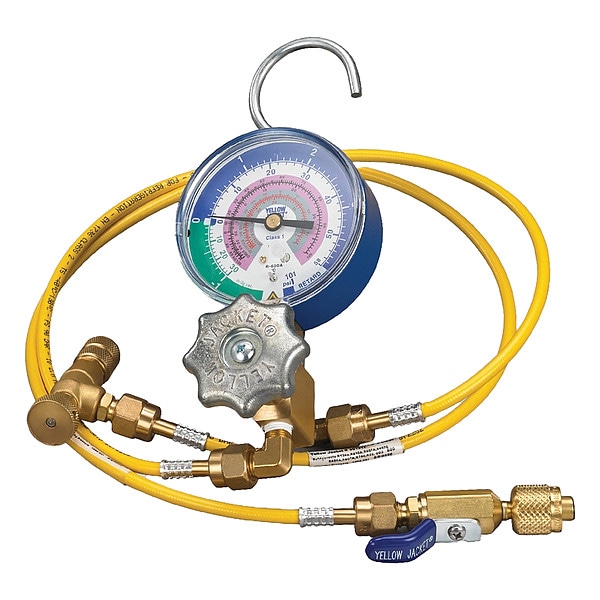 Yellow Jacket Manifold Gauge Set, 2 ft L, 3 1/8 in Gauge - 61004