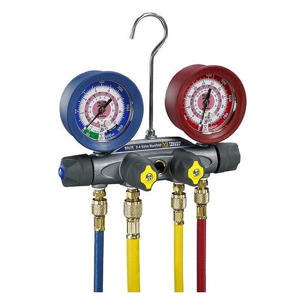 Yellow Jacket Manifold Gauge Set, 5 ft L, 3 1/8 in Gauge - 46003