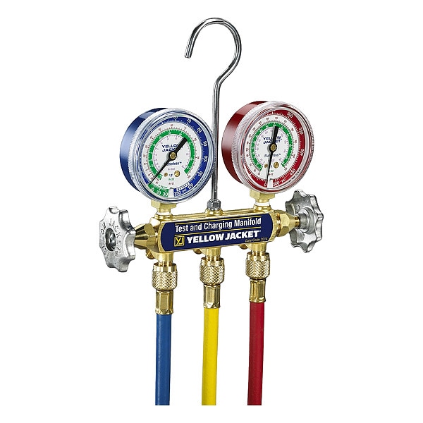 Yellow Jacket Manifold Gauge Set, 5 ft L, 2 1/2 in Gauge - 41215