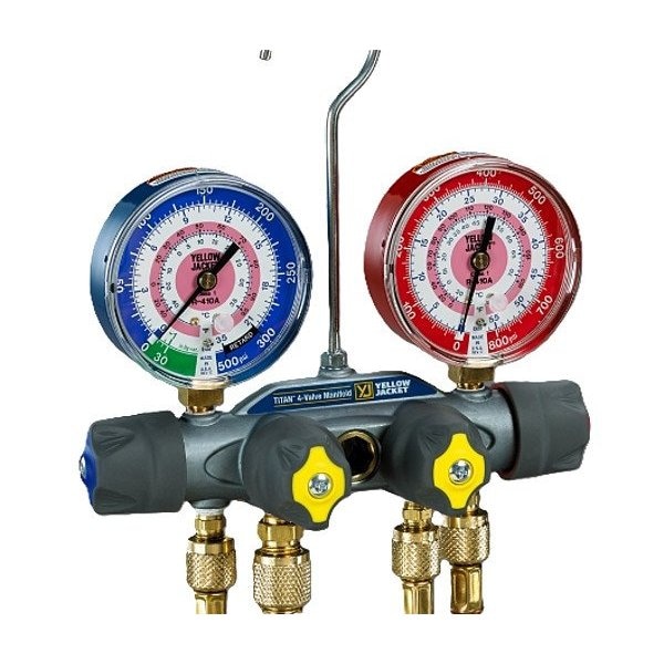 Yellow Jacket Manifold Gauge Set, 5 ft L, 3 1/8 in Gauge - 49935