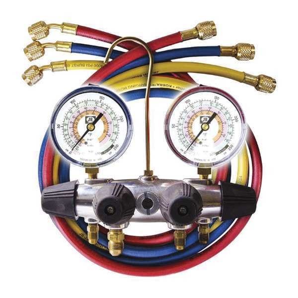Jb Industries Mechanical Manifold Gauge Set, 4 Valves - 25233L