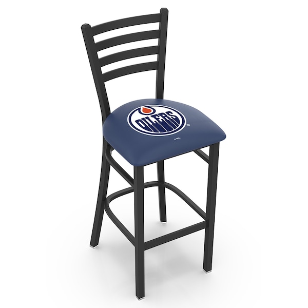 Holland Bar Stool Co 30" Blk Wrinkle Edmonton Oilers Stationary Bar Stool, Ladder Back - L00430EDMOIL