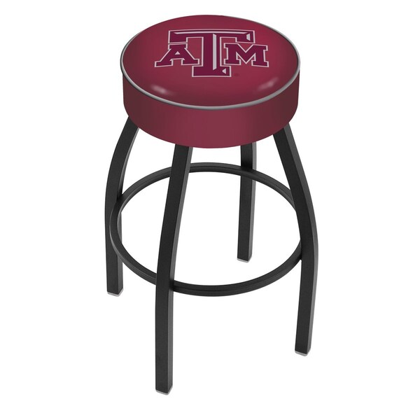 Holland Bar Stool Co 25" 4" Texas A&M Cushion Seat, Blk Wrinkle Base Swivel Bar Stool - L8B125TEXA-M