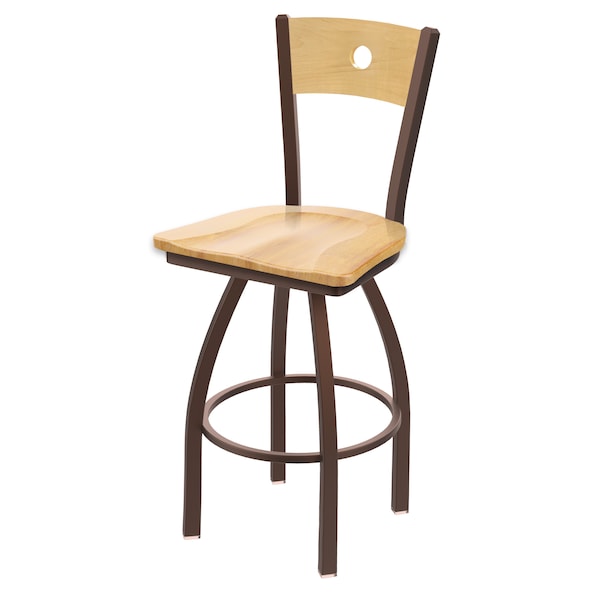 Holland Bar Stool Co 30" Swivel Counter Stool, Black Wrinkle, Nat Back, Nat Maple Seat - 83030BZNATMPLBNATMPL