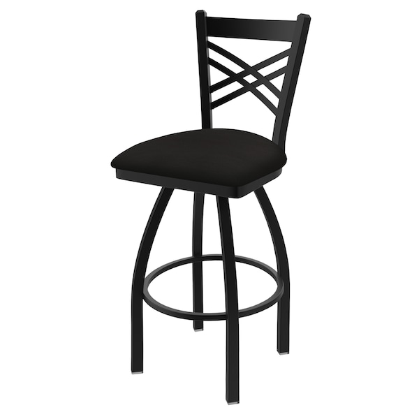 Holland Bar Stool Co 30" Swivel Bar Stool, Black Wrinkle, Canter Espresso Seat - 82030BW003