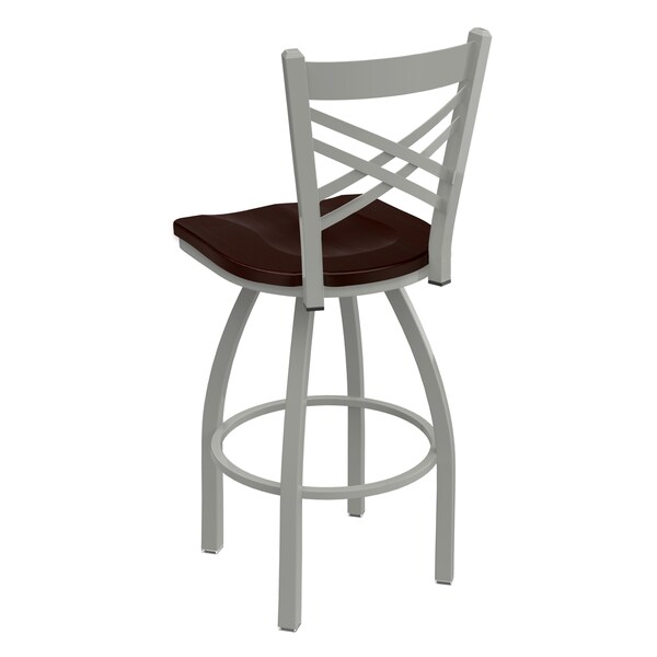 Holland Bar Stool Co 30" Swivel Bar Stool, Nickel Finish, Dark Cherry Maple Seat - 82030ANDCMPL