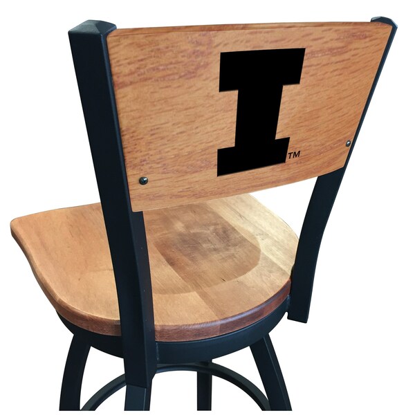 Holland Bar Stool Co 25" Blk Wrinkle Illinois Swivel Bar Stool, Laser Engraved Back - L03825BWMEDMPLAILLINIUMEDMPL