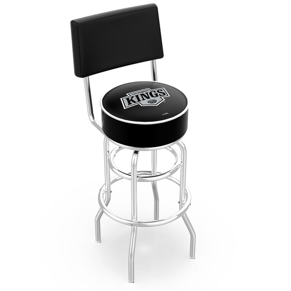 Holland Bar Stool Co 25" Chrome 2-Ring Los Angeles Kings Swivel Bar Stool, Back - L7C425LAKING