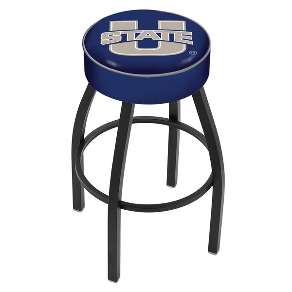 Holland Bar Stool Co 25" 4" Utah State Cushion Seat, Blk Wrinkle Base Swivel Bar Stool - L8B125UTAHST