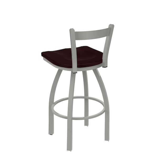 Holland Bar Stool Co 30" Low Back Swivel Bar Stool, Nickel Finish, Dark Cherry Oak Seat - 82130ANDCOAK