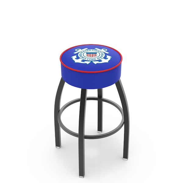 Holland Bar Stool Co 30" U.S. Coast Guard Cushion Seat, Blk Wrinkle Base Swivel Bar Stool - L8B130CSTGRD