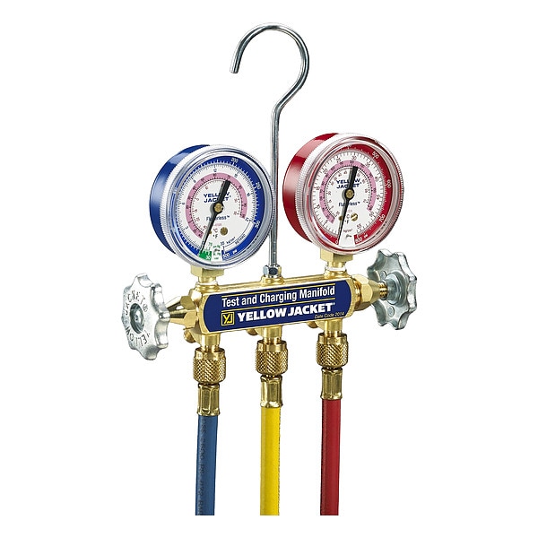 Yellow Jacket Manifold Gauge Set, 5 ft L, 2 1/2 in Gauge - 41709