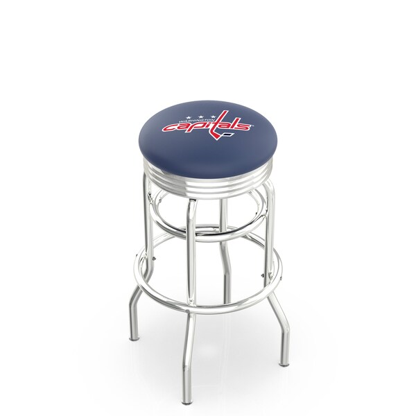 Holland Bar Stool Co 25" Chrome 2-Ring Washington Capitals Swivel Bar Stool, Accent Ring - L7C3C25WSHCAP