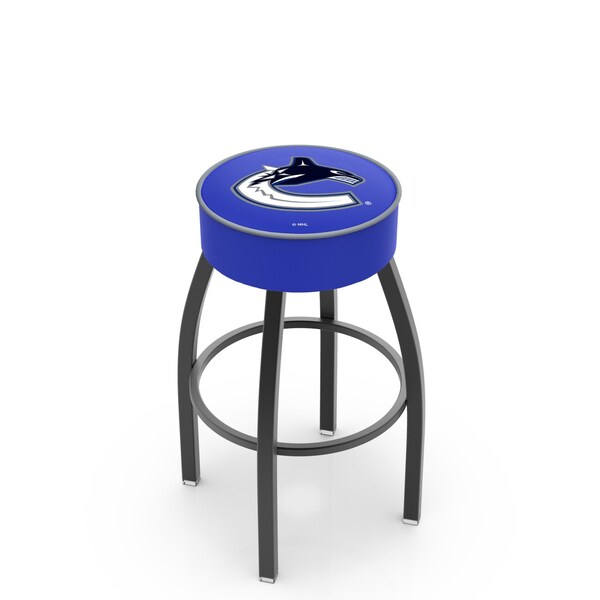 Holland Bar Stool Co 25" Vancouver Canucks Cushion Seat, Blk Wrinkle Base Swivel Bar Stool - L8B125VANCAN