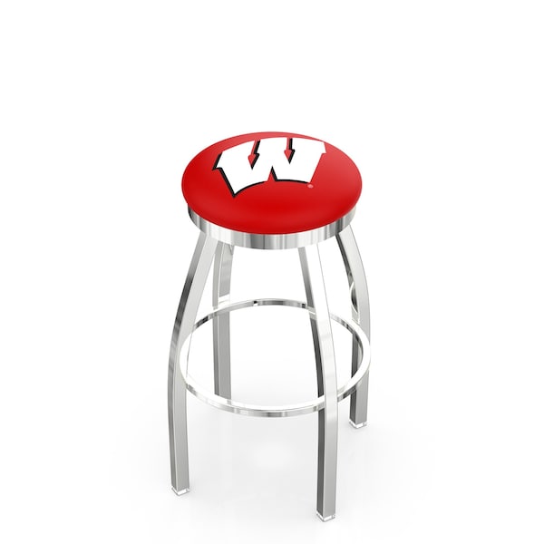 Holland Bar Stool Co 30" Chrome Wisconsin "W" Swivel Bar Stool, Accent Ring - L8C2C30WISC-W